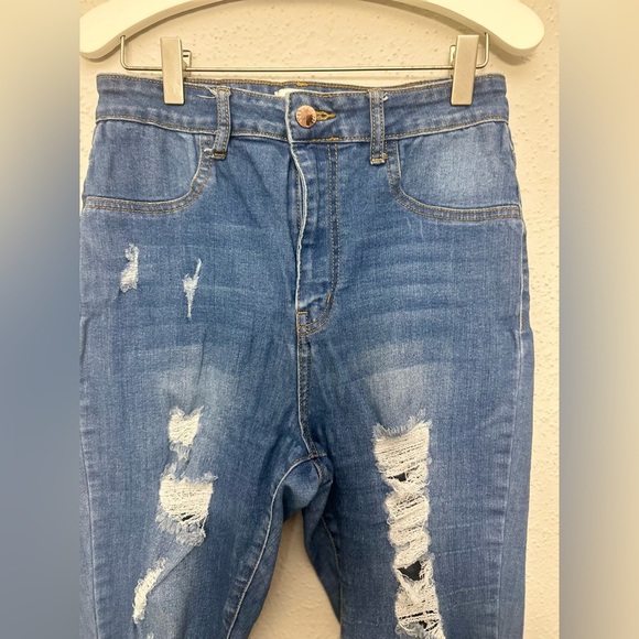 Forever 21 Blue Skinny Distressed Jeans - Picture 5 of 8